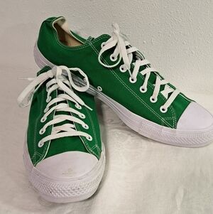 Converse Green Canvas Low-Top Sneakers with White Accents sz. 14 m/16w